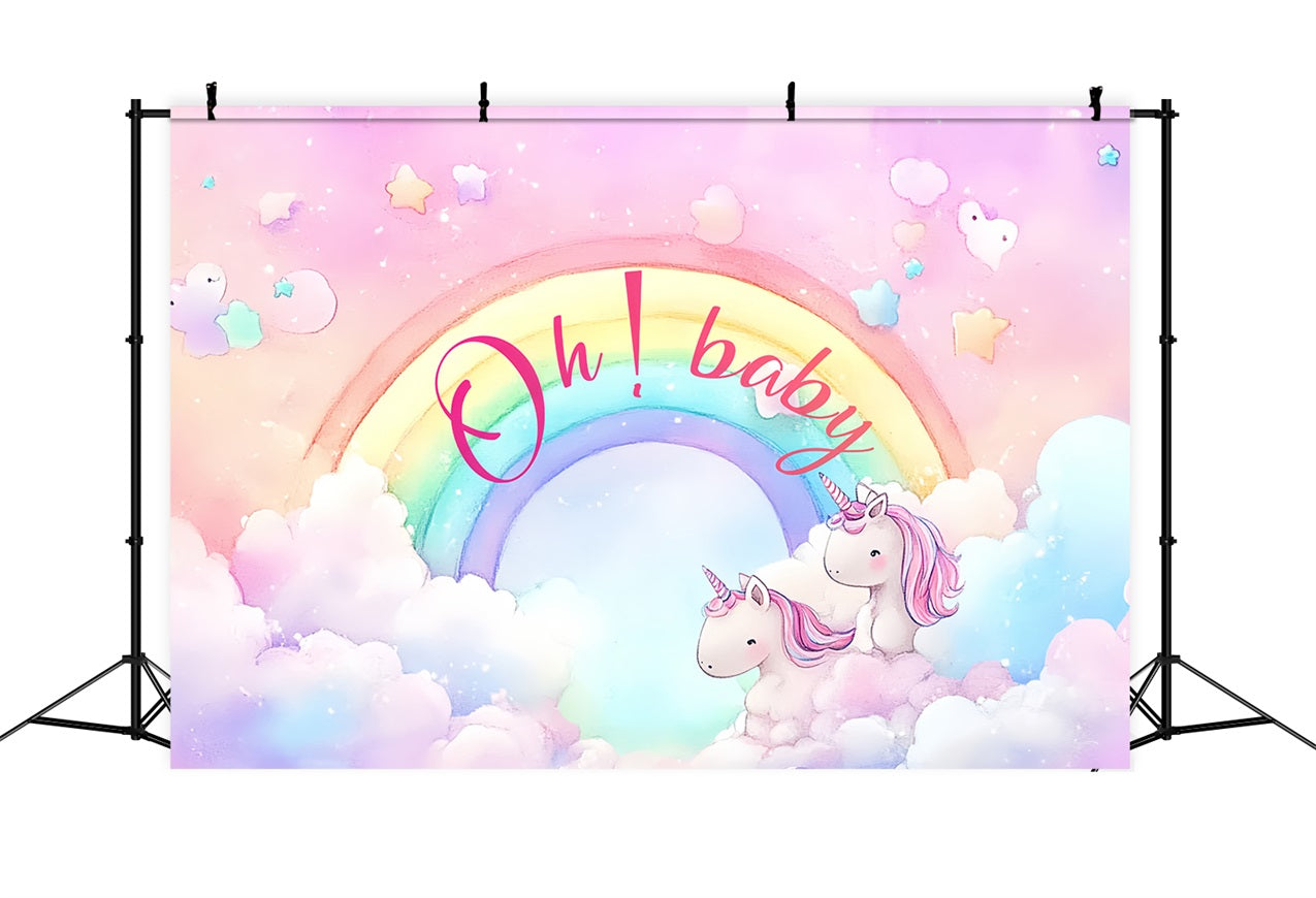 Baby Shower Backdrops Magical Unicorn Rainbow Wonderland Backdrop UK CSH2-212