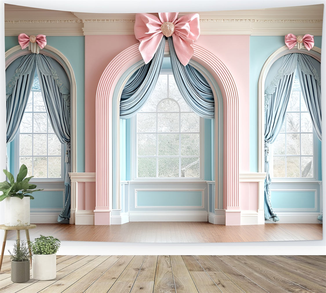 Vintage Wall Backdrop Elegant Archway Satin Bows Backdrop UK CSH2-218