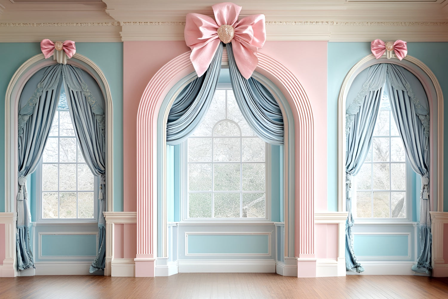 Vintage Wall Backdrop Elegant Archway Satin Bows Backdrop UK CSH2-218