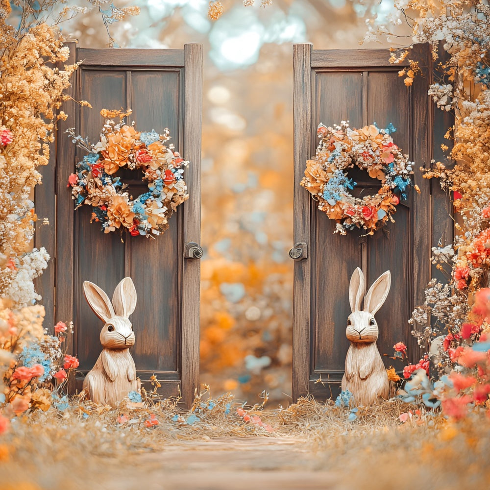 Easter Picture Backdrops Bunny Garden Floral Wreaths Backdrop UK CSH2-22