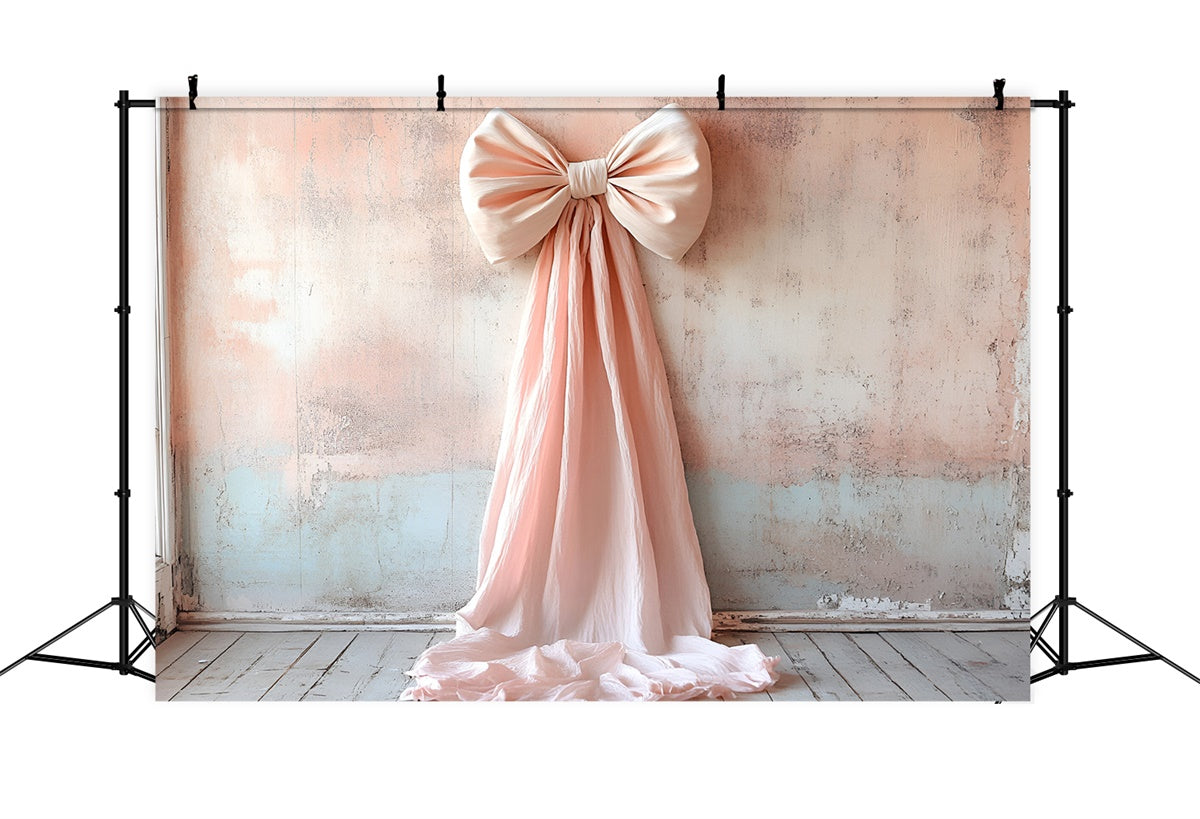 Vintage Wall Backdrop Soft Blush Satin Bow Draped Backdrop UK CSH2-221