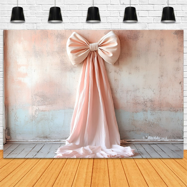 Vintage Wall Backdrop Soft Blush Satin Bow Draped Backdrop UK CSH2-221