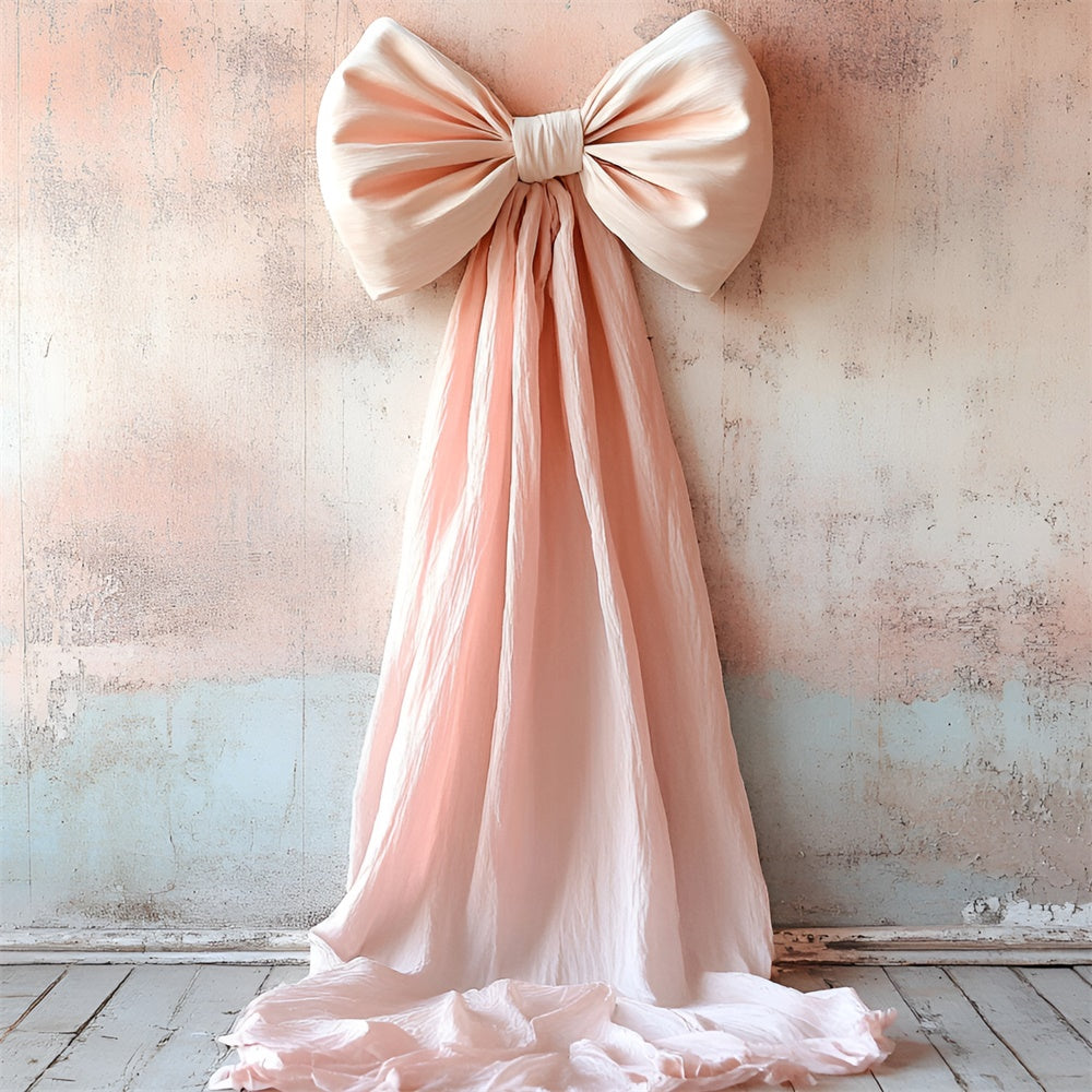 Vintage Wall Backdrop Soft Blush Satin Bow Draped Backdrop UK CSH2-221