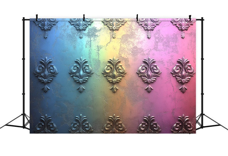 Vintage Wall Backdrop Colorful Embossed Metallic Design Backdrop UK CSH2-222