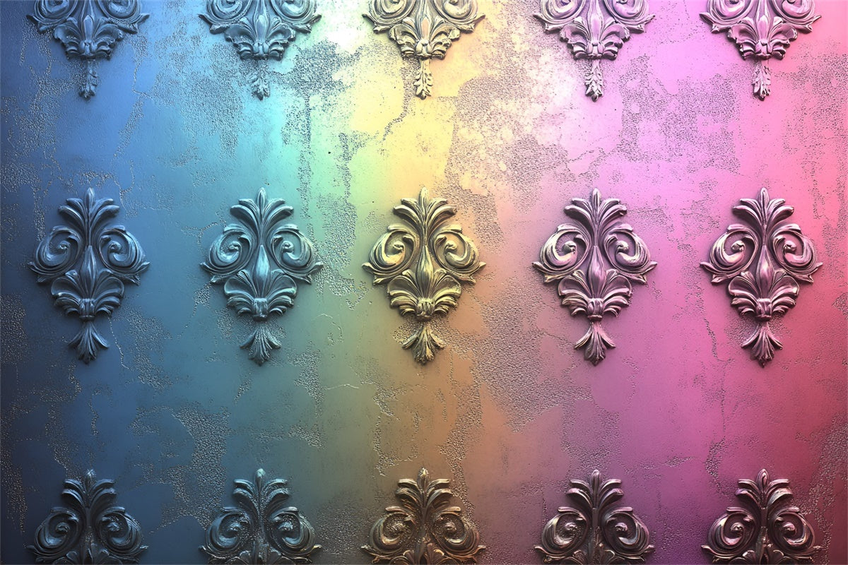 Vintage Wall Backdrop Colorful Embossed Metallic Design Backdrop UK CSH2-222