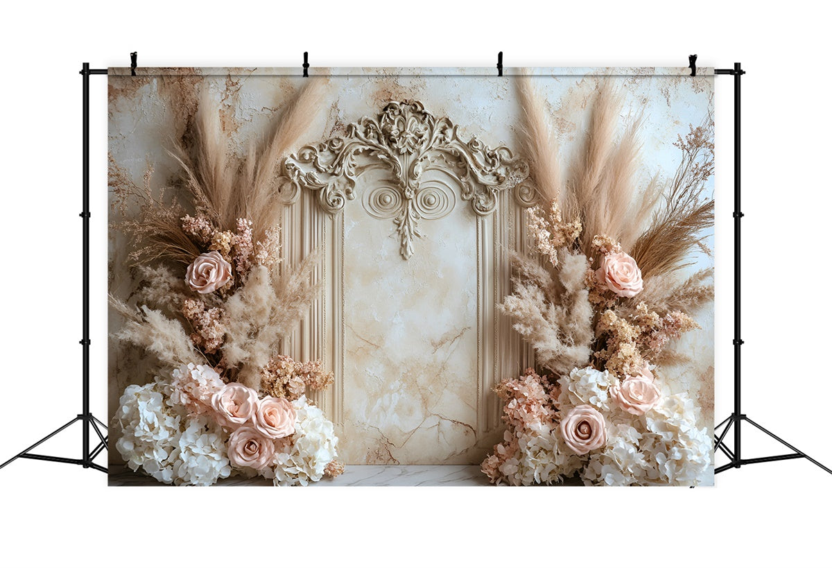 Flower Wall Backdrop Soft Rose Pampas Archway Backdrop UK CSH2-229