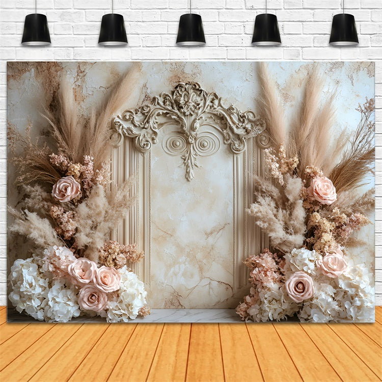 Flower Wall Backdrop Soft Rose Pampas Archway Backdrop UK CSH2-229