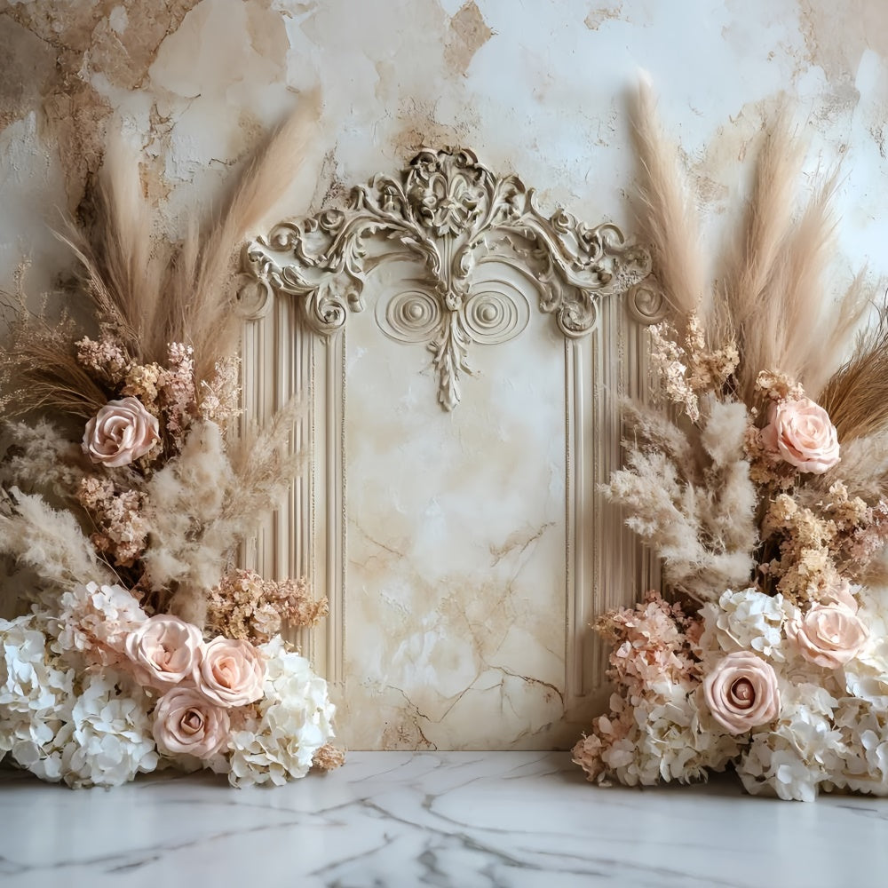 Flower Wall Backdrop Soft Rose Pampas Archway Backdrop UK CSH2-229