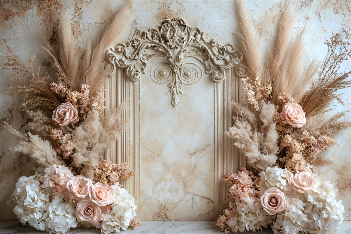 Flower Wall Backdrop Soft Rose Pampas Archway Backdrop UK CSH2-229