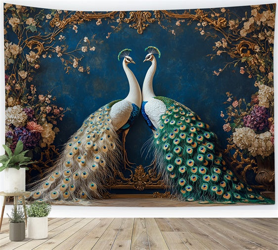 Flower Wall Backdrop Regal Peacock Floral Frames Backdrop UK CSH2-230