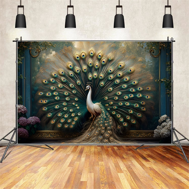 Vintage Wall Backdrop Stunning Peacock Feather Display Backdrop UK CSH2-231