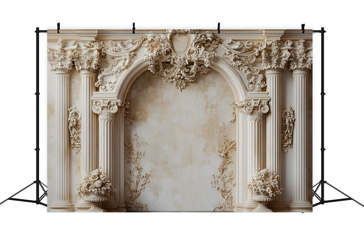 Vintage Wall Backdrop Classic Columns Cream Arch Backdrop UK CSH2-234