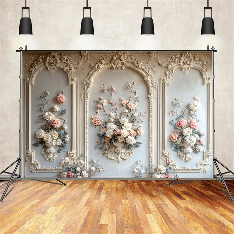 Flower Wall Backdrop Timeless Cream Floral Archway Backdrop UK CSH2-235