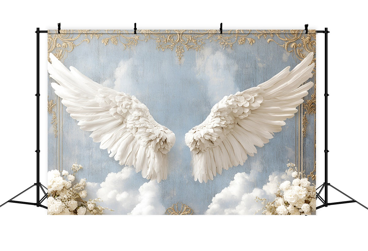 Vintage Wall Backdrop Delicate Angelic Wings Cloud Backdrop UK CSH2-239