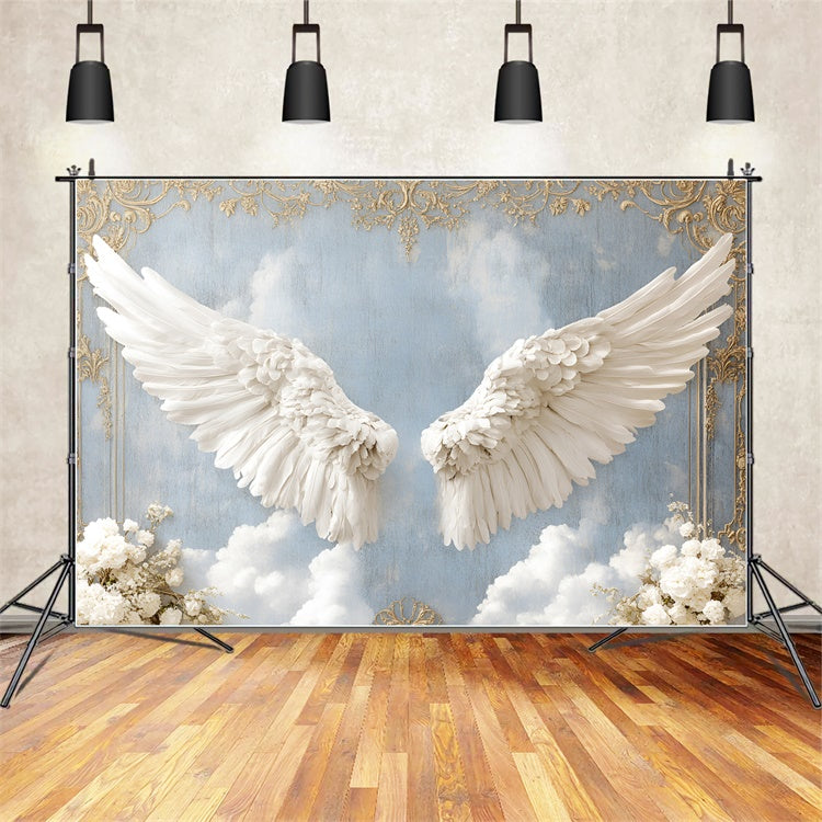 Vintage Wall Backdrop Delicate Angelic Wings Cloud Backdrop UK CSH2-239