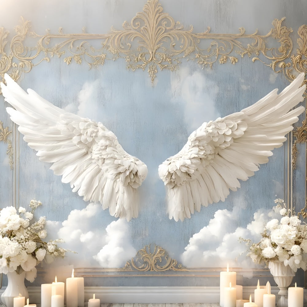 Vintage Wall Backdrop Delicate Angelic Wings Cloud Backdrop UK CSH2-239