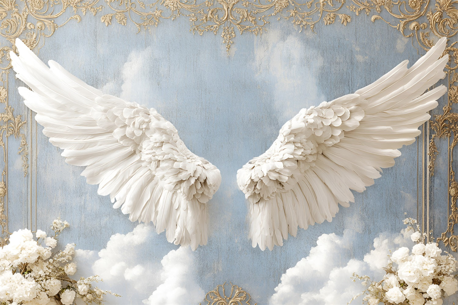 Vintage Wall Backdrop Delicate Angelic Wings Cloud Backdrop UK CSH2-239