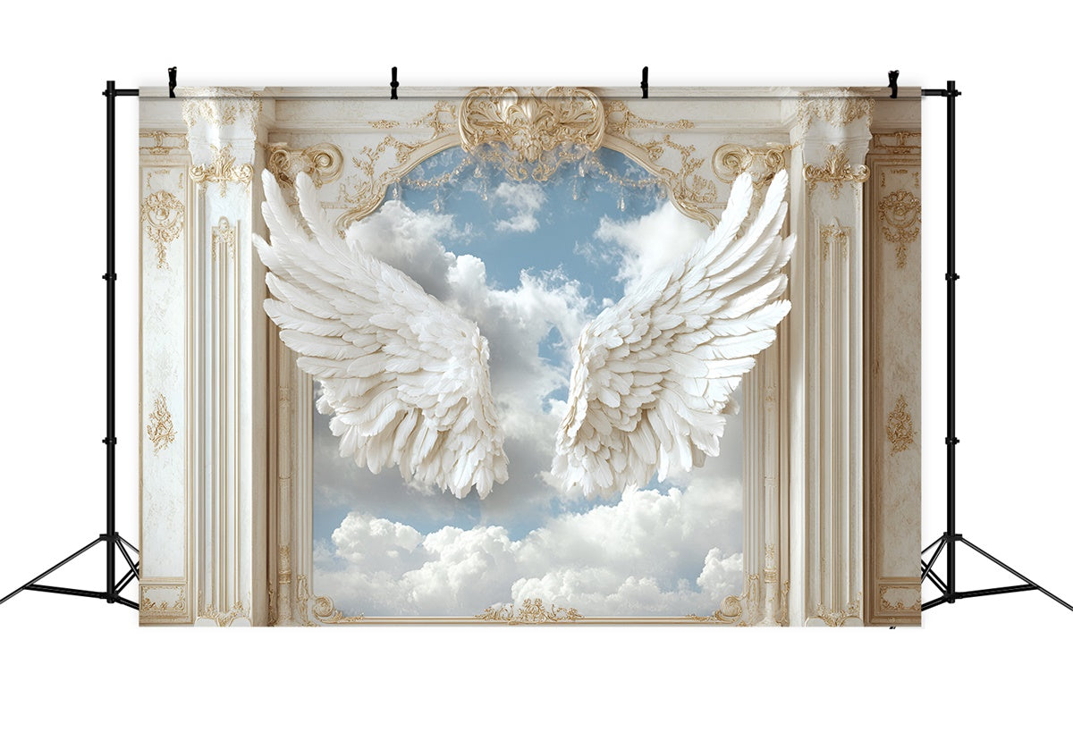 Vintage Wall Backdrop White Angel Wings Sky Backdrop UK CSH2-240