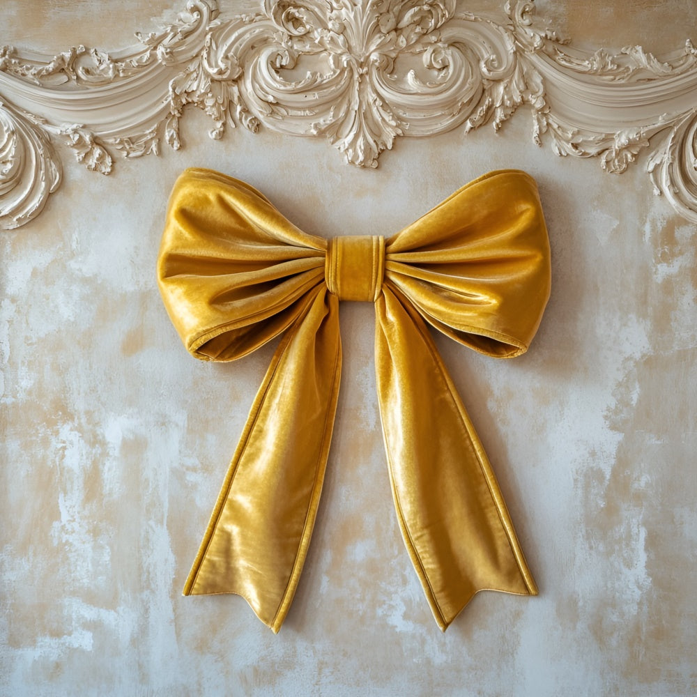 Vintage Wall Backdrop Luxurious Golden Satin Bow Backdrop UK CSH2-241