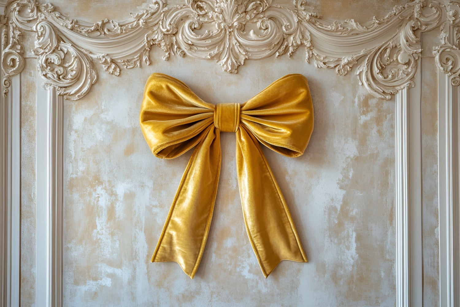 Vintage Wall Backdrop Luxurious Golden Satin Bow Backdrop UK CSH2-241