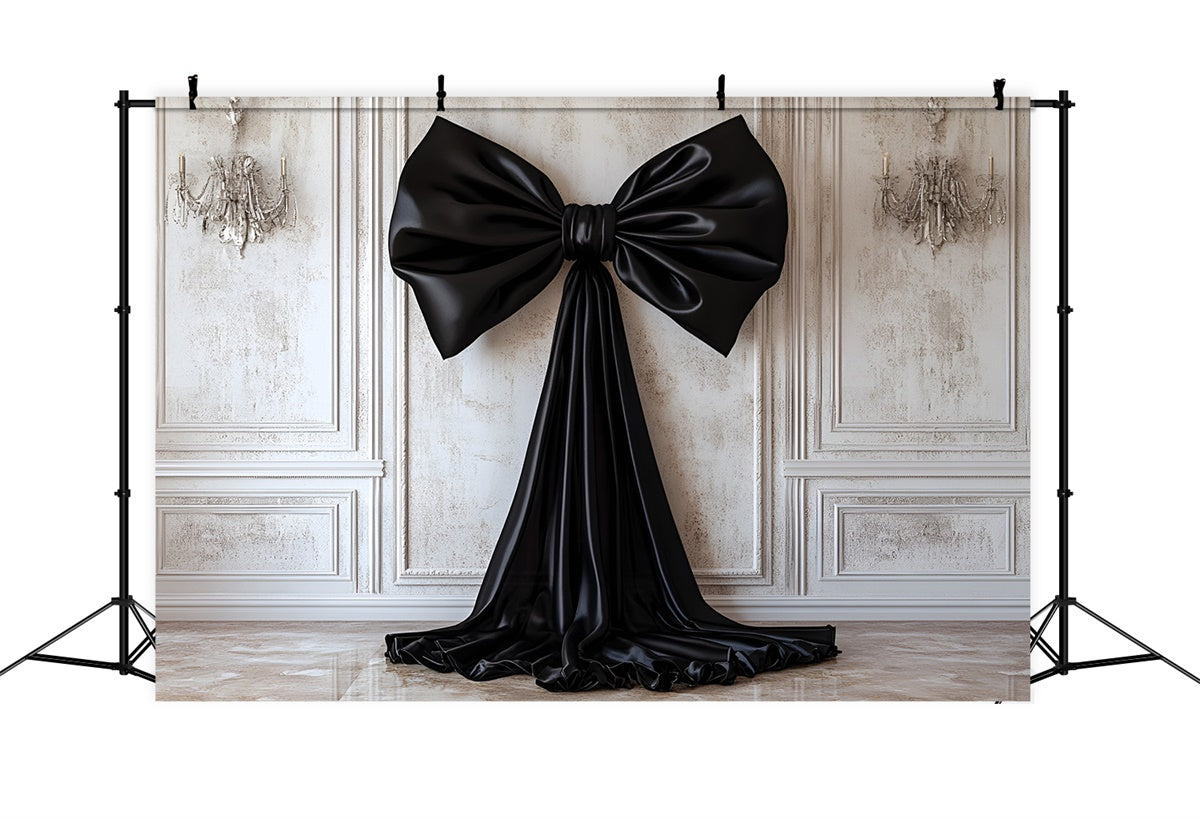 Vintage Wall Backdrop Elegant Black Satin Bow Backdrop UK CSH2-242