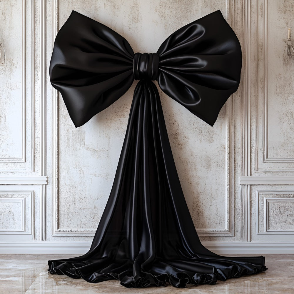 Vintage Wall Backdrop Elegant Black Satin Bow Backdrop UK CSH2-242