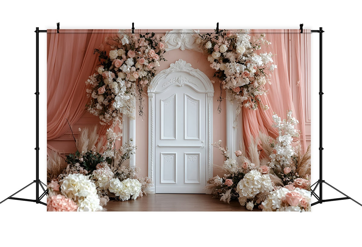 Flower Wall Backdrop Peach Floral Doorway Backdrop UK CSH2-244