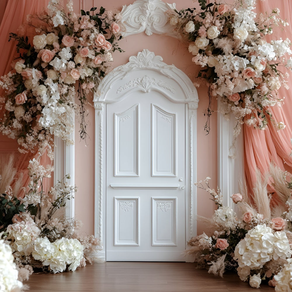 Flower Wall Backdrop Peach Floral Doorway Backdrop UK CSH2-244