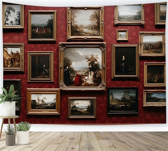 Red Wall Backdrop Vintage Art Frame Gallery Backdrop UK CSH2-246