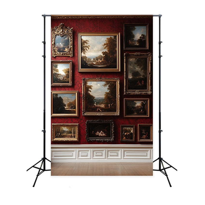 Red Wall Backdrop Vintage Framed Red Wall Backdrop UK CSH2-247