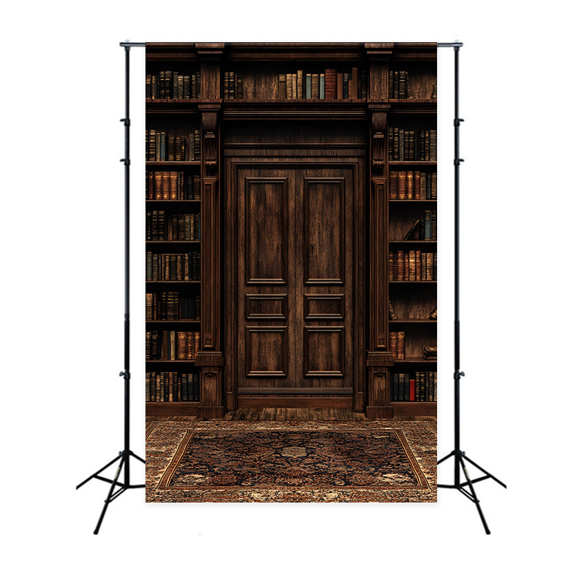 Wood Wall Backdrop Elegant Bookshelf Wooden Door Backdrop UK CSH2-248