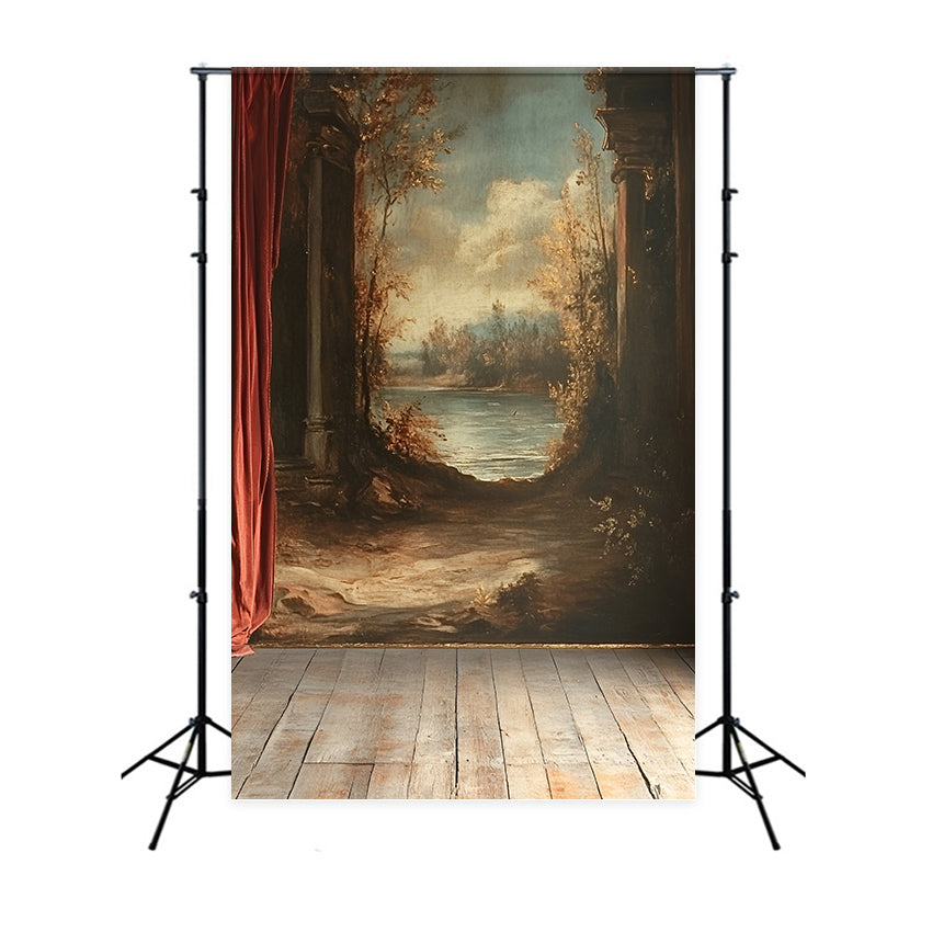 Vintage Wall Backdrop Antique Painted Landscape Framed Backdrop UK CSH2-251