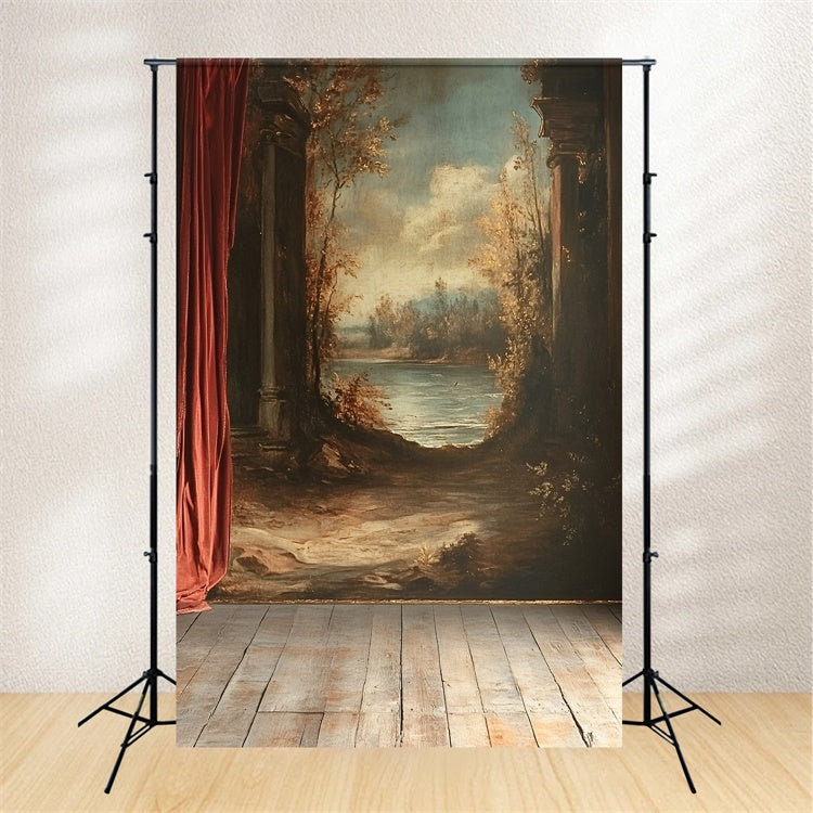 Vintage Wall Backdrop Antique Painted Landscape Framed Backdrop UK CSH2-251