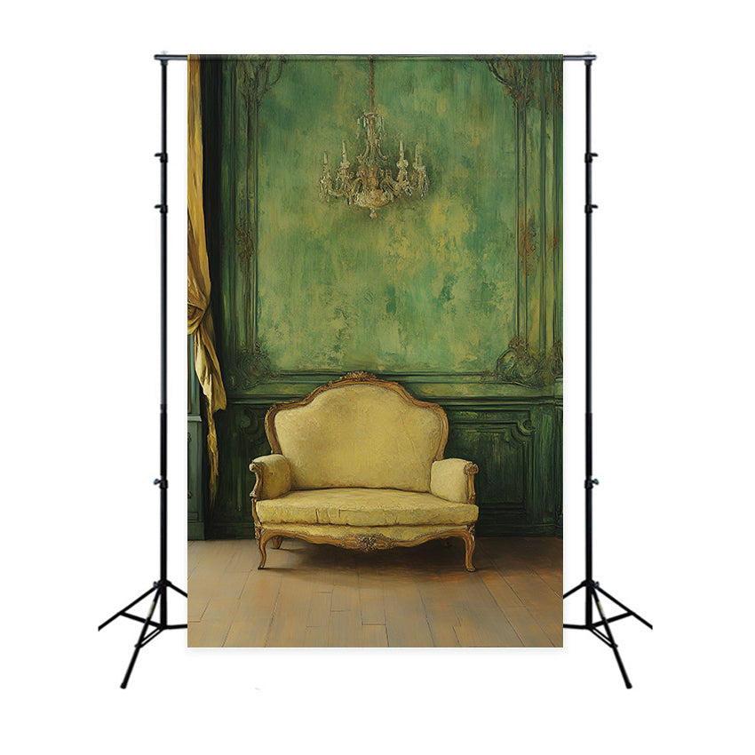 Vintage Green Wall Backdrop Green Room Sofa Backdrop UK CSH2-253