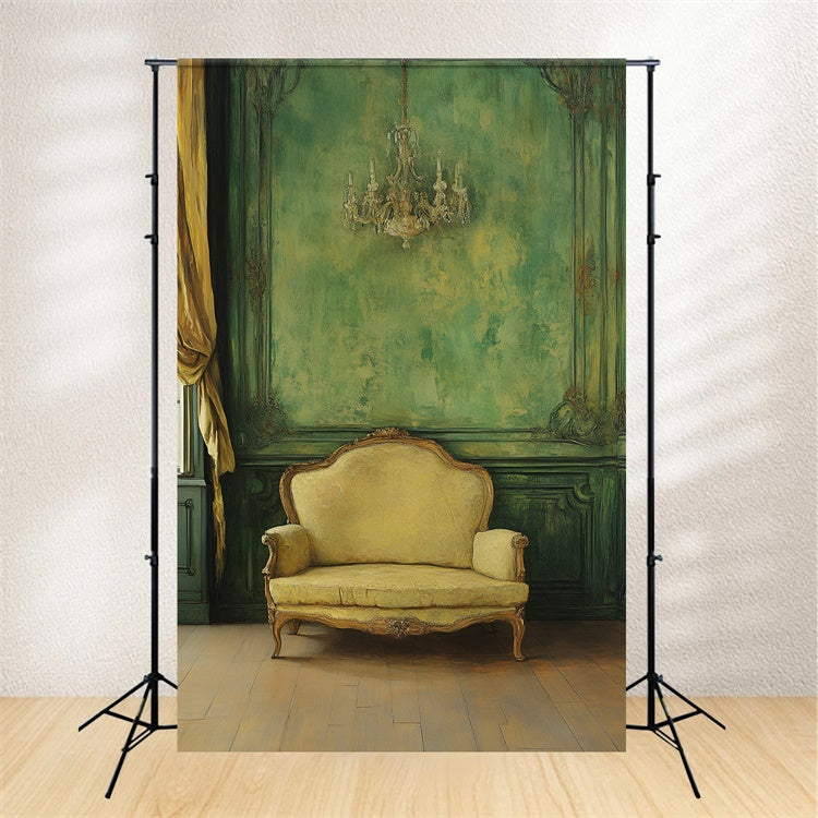 Vintage Green Wall Backdrop Green Room Sofa Backdrop UK CSH2-253