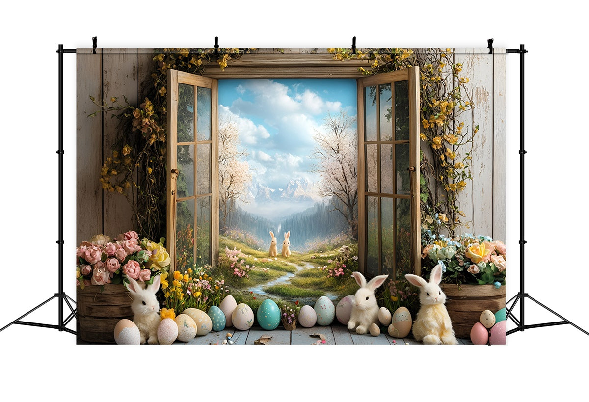 Backdrop For Easter Vibrant Bunnies Garden Pathway Backdrop UK CSH2-26