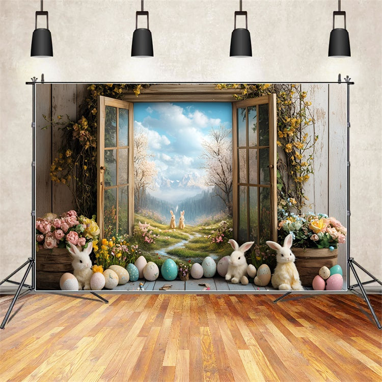 Backdrop For Easter Vibrant Bunnies Garden Pathway Backdrop UK CSH2-26