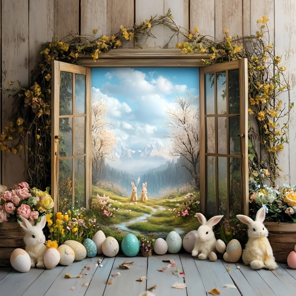 Backdrop For Easter Vibrant Bunnies Garden Pathway Backdrop UK CSH2-26