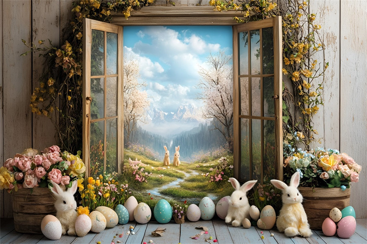 Backdrop For Easter Vibrant Bunnies Garden Pathway Backdrop UK CSH2-26