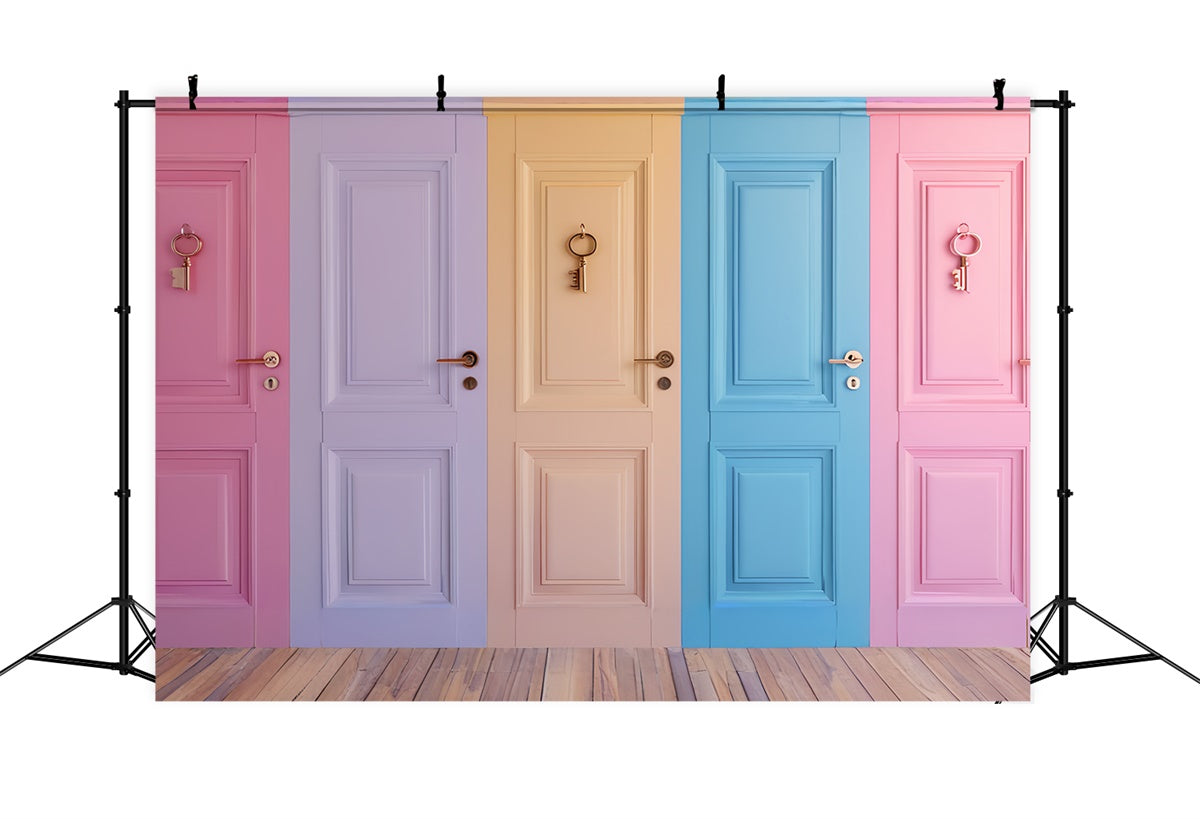 Vintage Wall Backdrop Vibrant Pastel Doors Backdrop UK CSH2-263