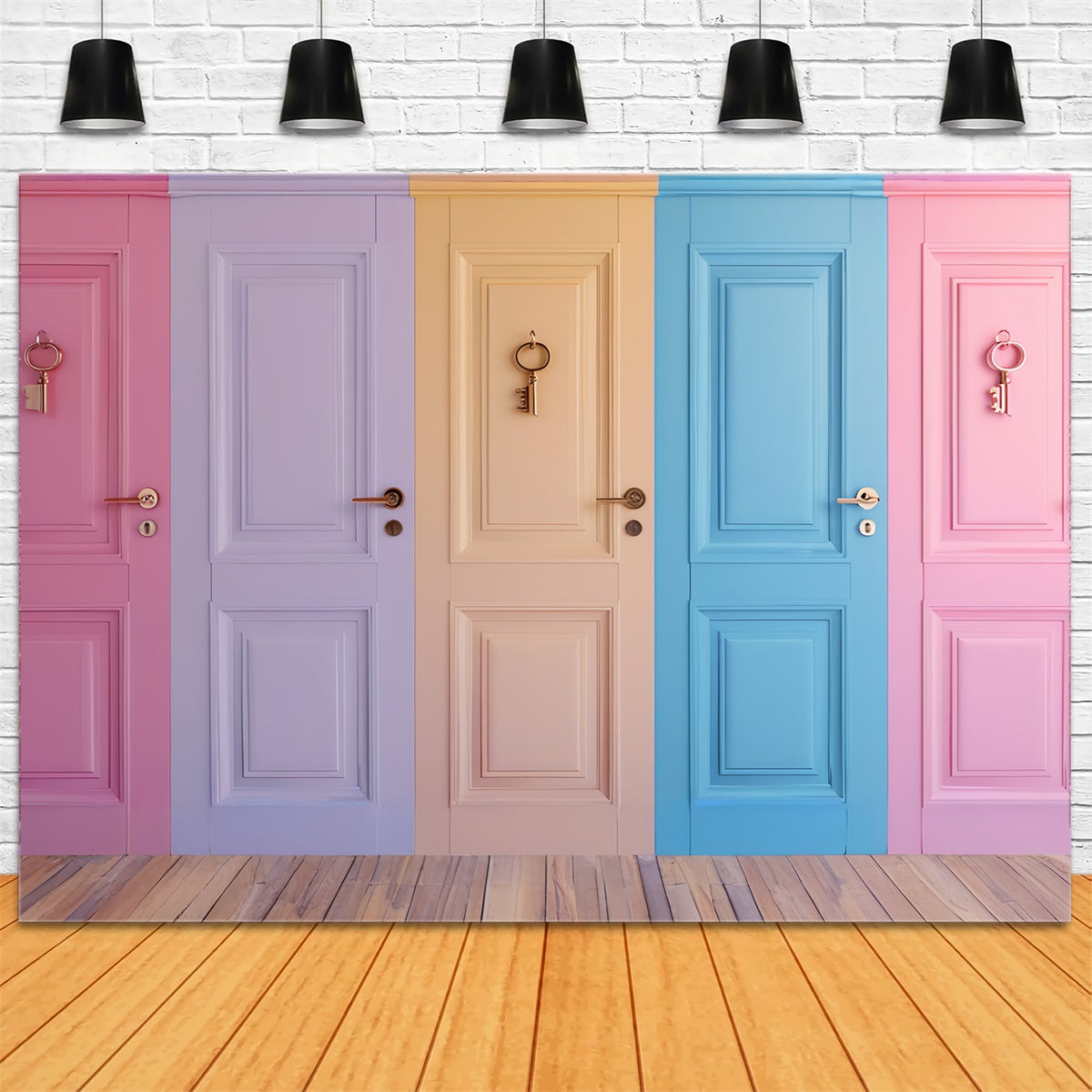 Vintage Wall Backdrop Vibrant Pastel Doors Backdrop UK CSH2-263