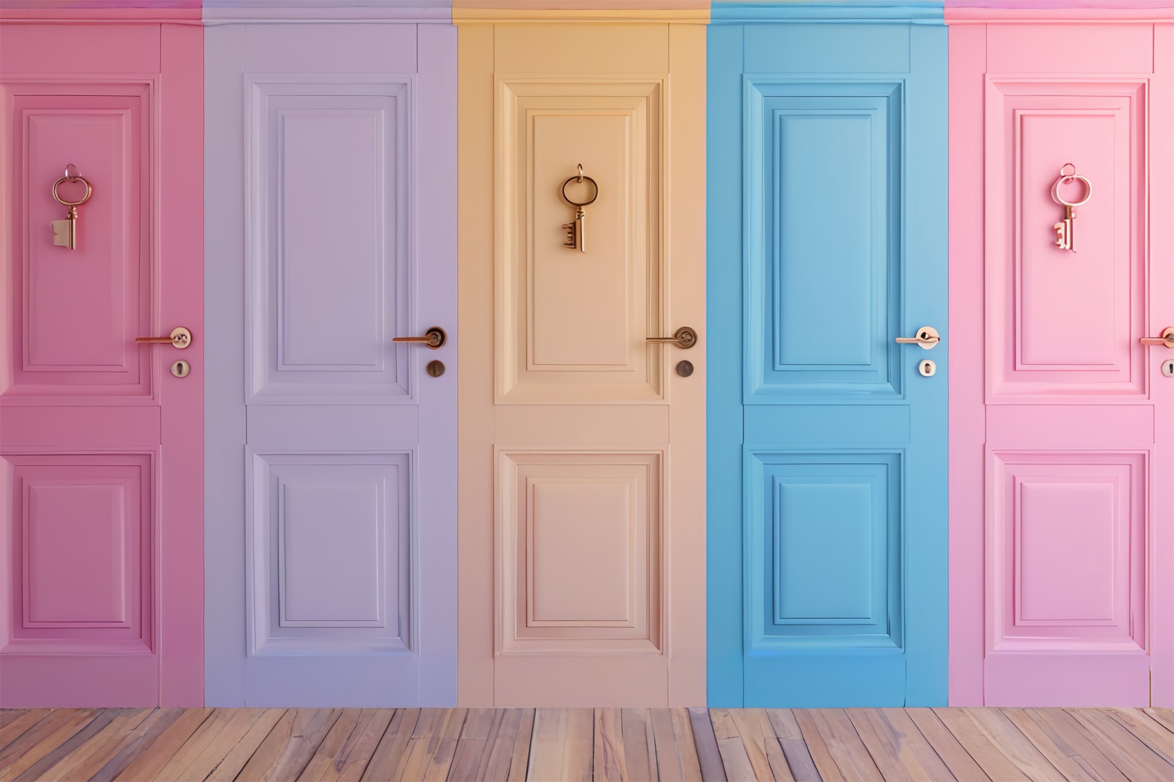 Vintage Wall Backdrop Vibrant Pastel Doors Backdrop UK CSH2-263