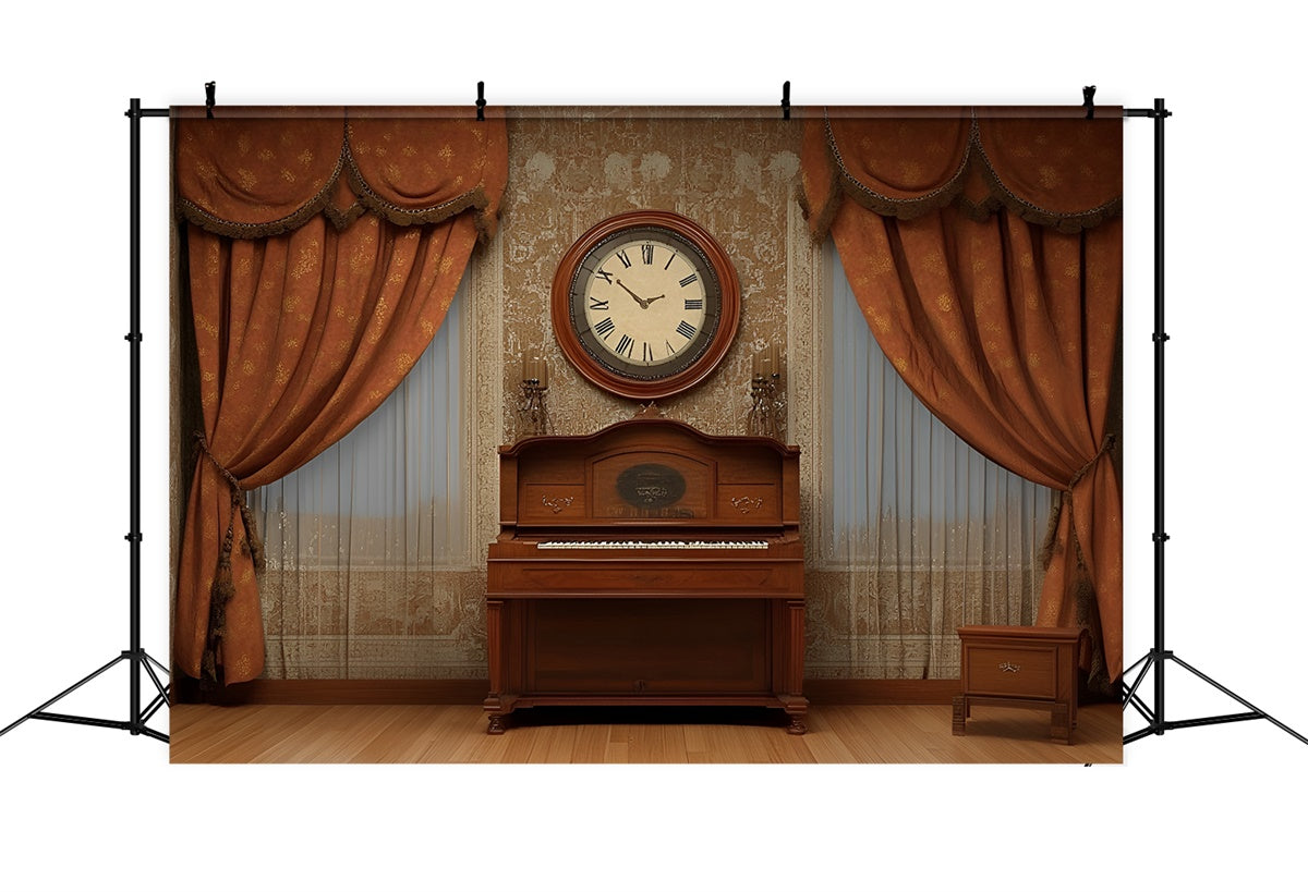 Vintage Wall Backdrop Vintage Study Room Piano Backdrop UK CSH2-267