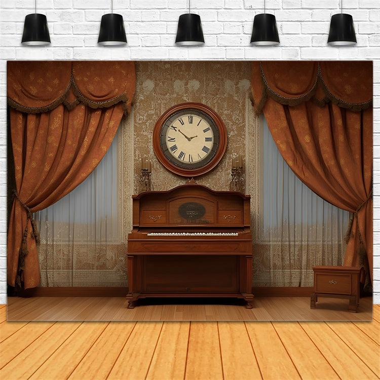 Vintage Wall Backdrop Vintage Study Room Piano Backdrop UK CSH2-267