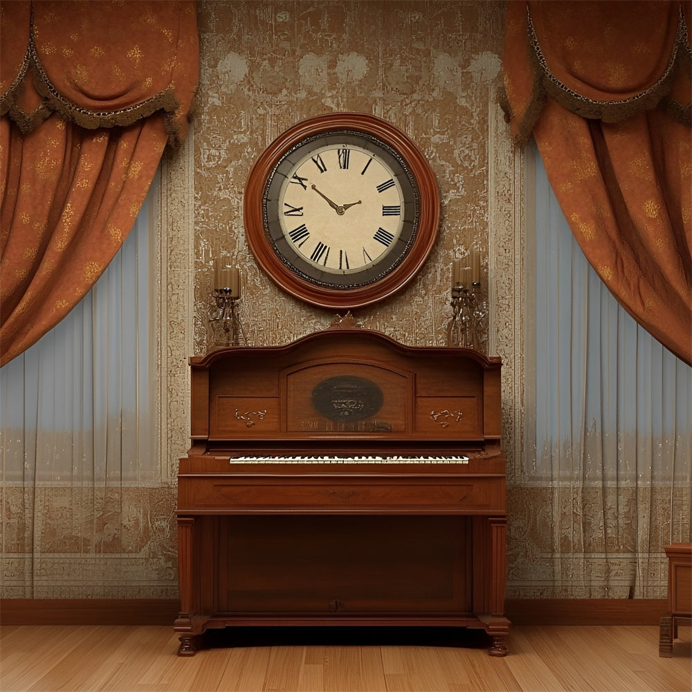 Vintage Wall Backdrop Vintage Study Room Piano Backdrop UK CSH2-267