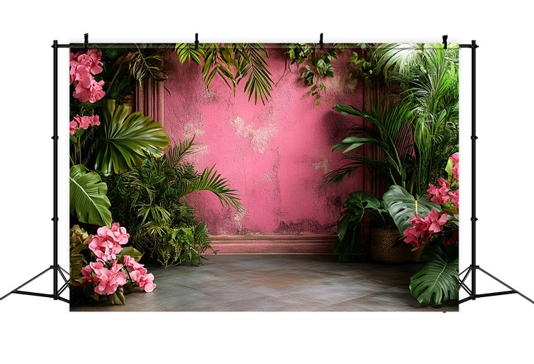 Vintage Wall Backdrop Tropical Pink Vintage Floral Backdrop UK CSH2-271