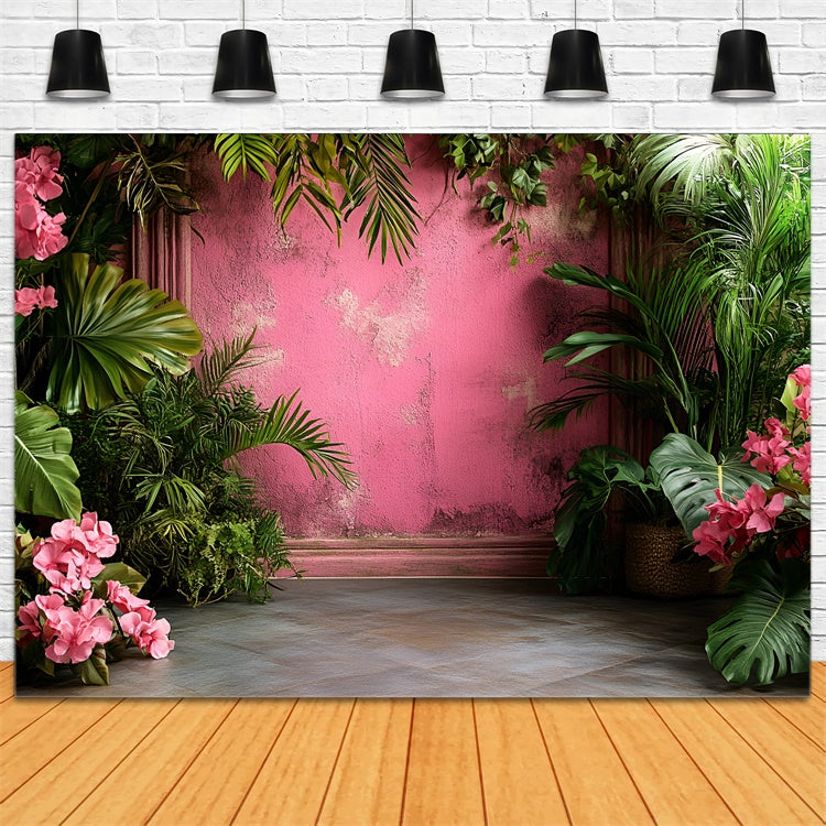 Vintage Wall Backdrop Tropical Pink Vintage Floral Backdrop UK CSH2-271