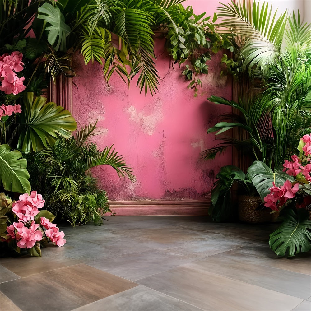 Vintage Wall Backdrop Tropical Pink Vintage Floral Backdrop UK CSH2-271