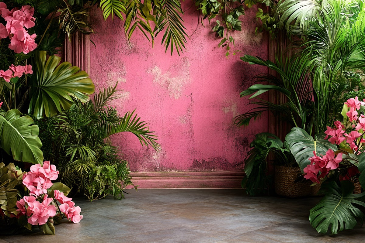 Vintage Wall Backdrop Tropical Pink Vintage Floral Backdrop UK CSH2-271