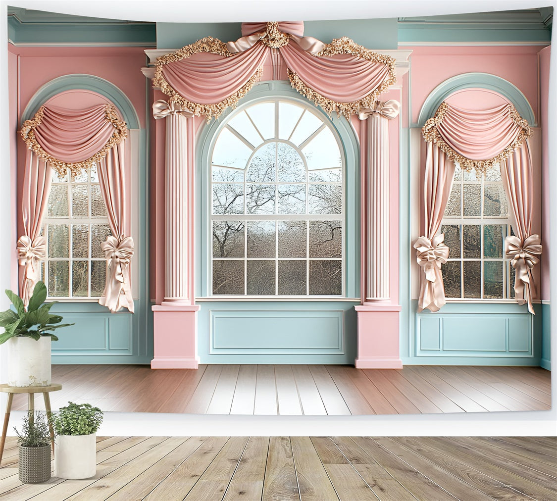 Vintage Wall Backdrop Romantic Pastel Draped Window Backdrop UK CSH2-272